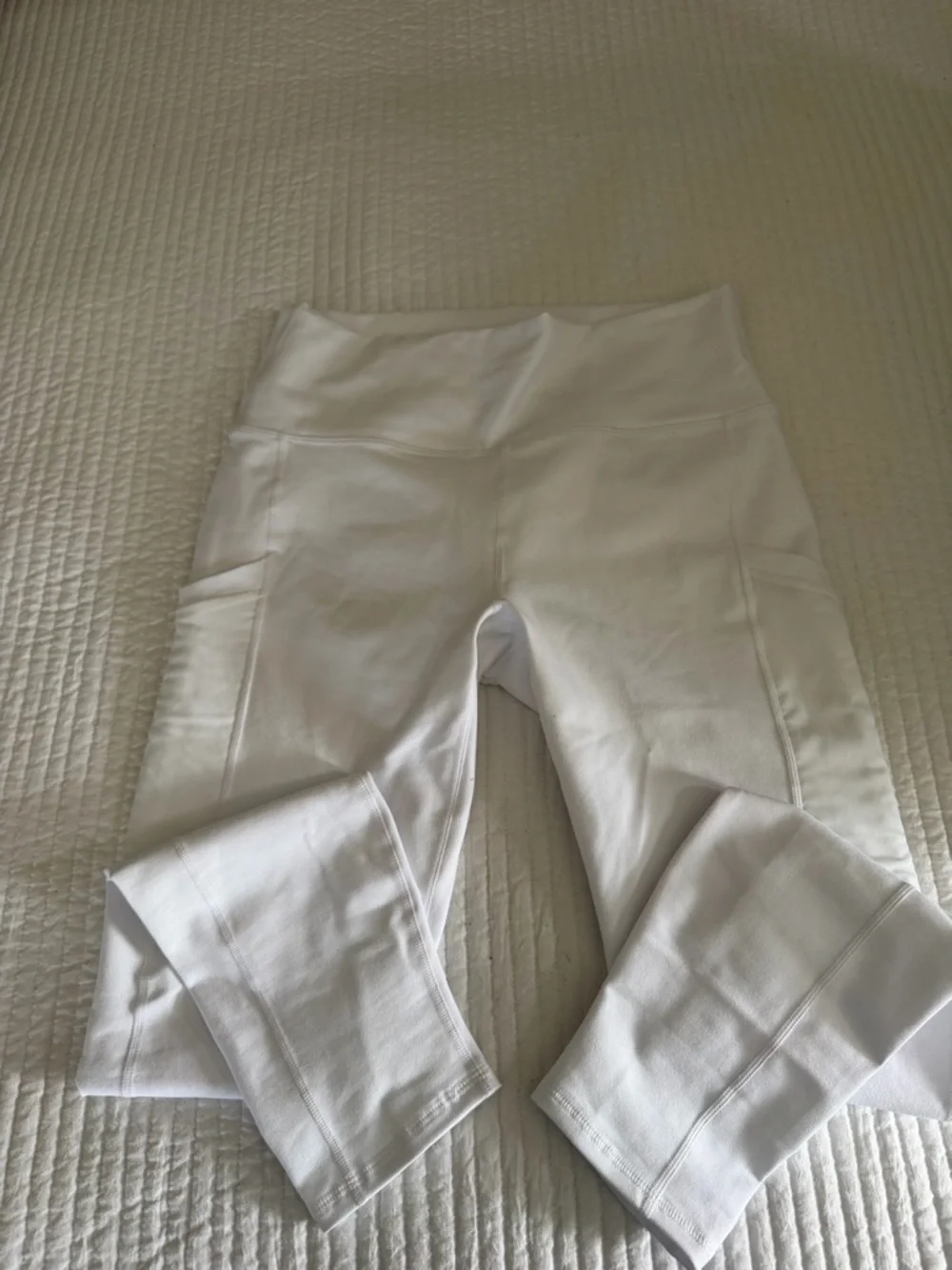 Fabletics White PowerHold Leggings with Subtle Logo - Picture 2 of 8